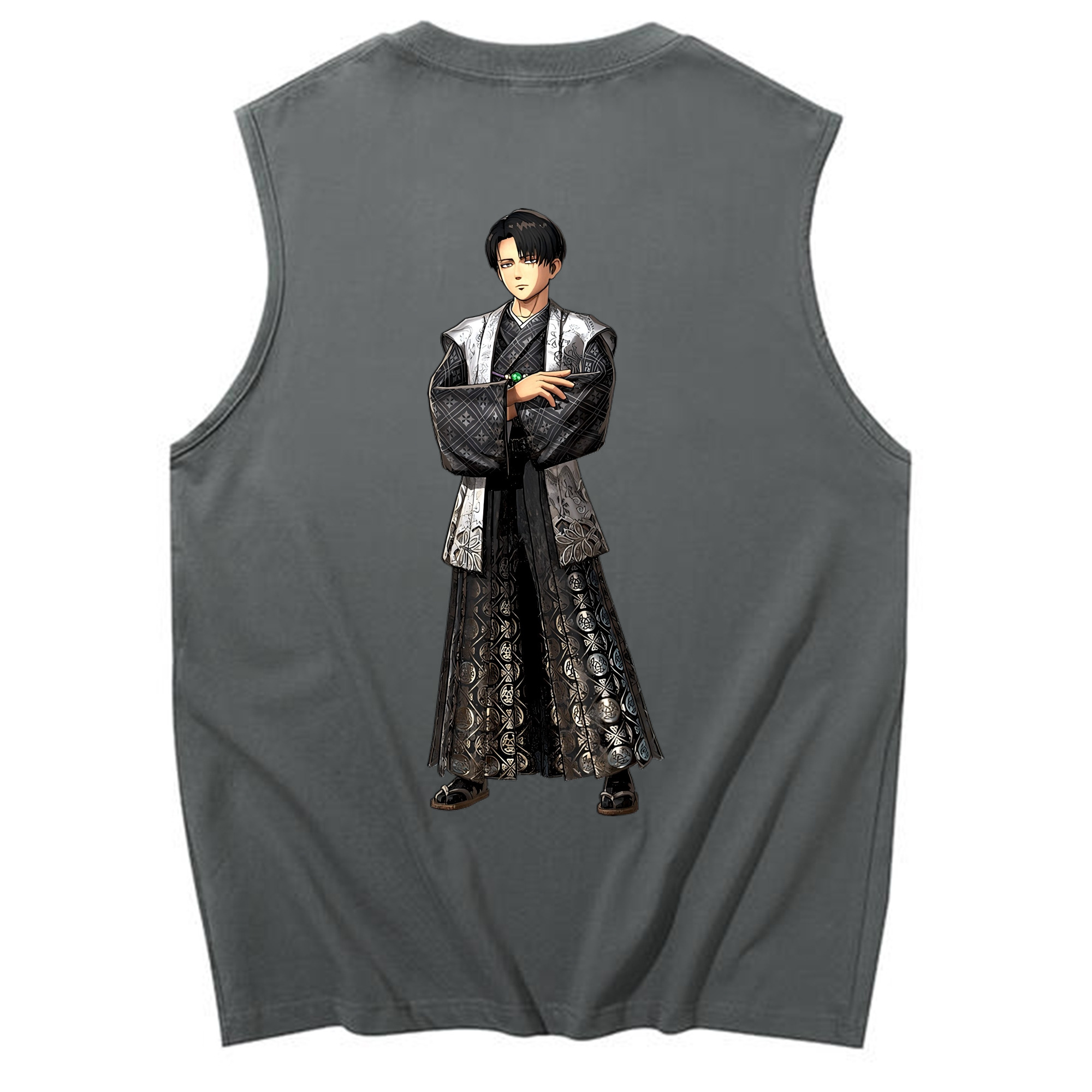 （画像用） 進撃の巨人 リヴァイ·アッカーマン Attack on Titan Levi Ackerman コットン100％タンクトップ（背面プリント）